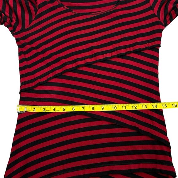 Max Studio Knit Dress Red Navy Blue Stripe Bandeau Panels Stretchy Size M - Picture 7 of 9